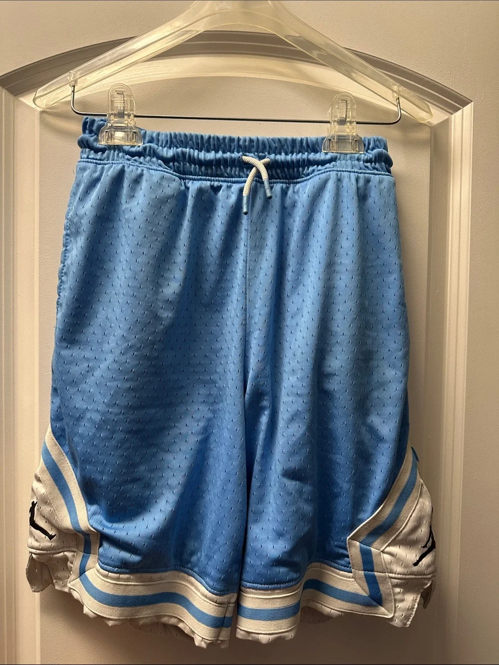 Jordan Light Blue and White Boys' Athletic Mesh Shorts